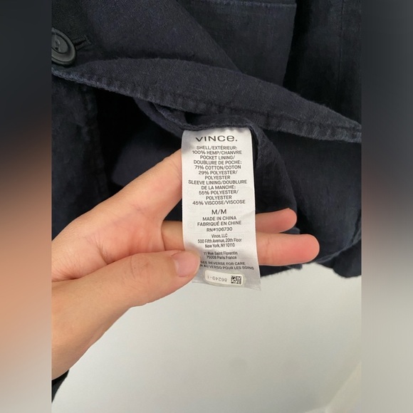 Vince Navy Relaxed 100% Hemp Blazer Coastal Resort Summer Jacket Sports Coat M - Picture 5 of 7